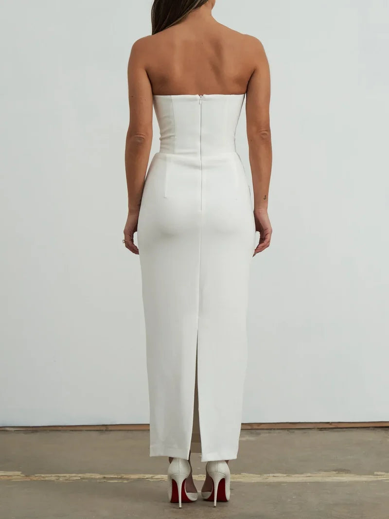 Luci Midi Dress - White - JAUS