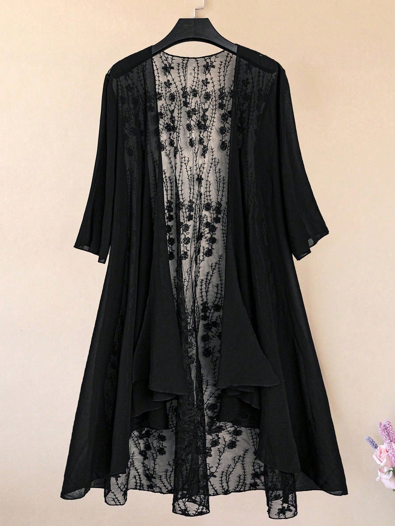 LUNE CURVE Plus Size Solid Color Lace Contrast Casual Blouse For Women Fall