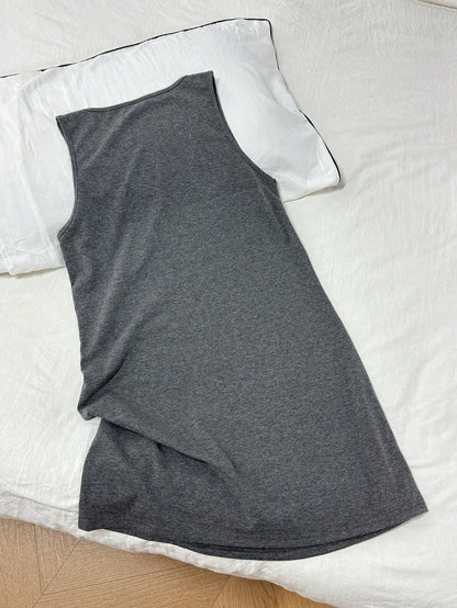 LUNE Dark Grey,Summer,Casual,Vacation,Holiday Graphic Sleeveless Dress,Retro Margarita Cocktail Print Soft Breathable Chic Western Festival Outfit