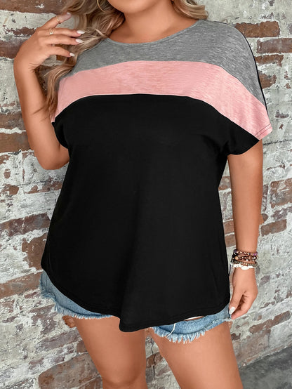 LUNE Plus Colorblock Batwing Sleeve Tee, Summer