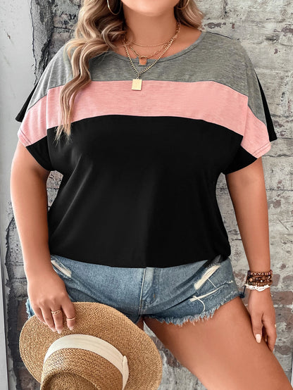 LUNE Plus Colorblock Batwing Sleeve Tee, Summer