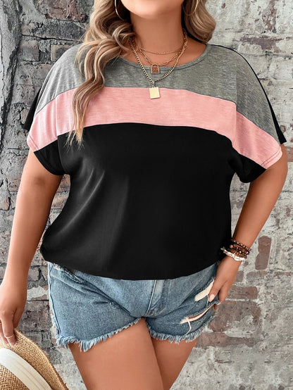 LUNE Plus Colorblock Batwing Sleeve Tee, Summer