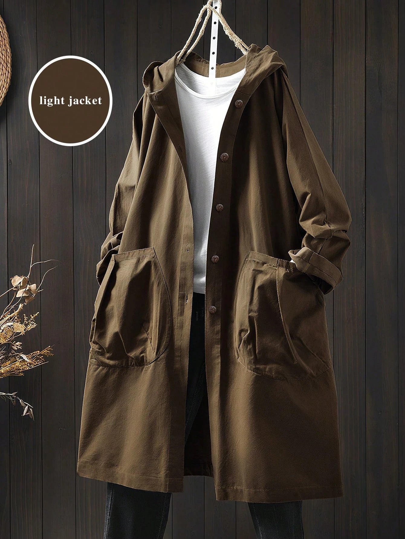 LUNE Plus Size Casual Hooded Long Jacket With Large Pockets Fall Winter Cloth For Women Autumn