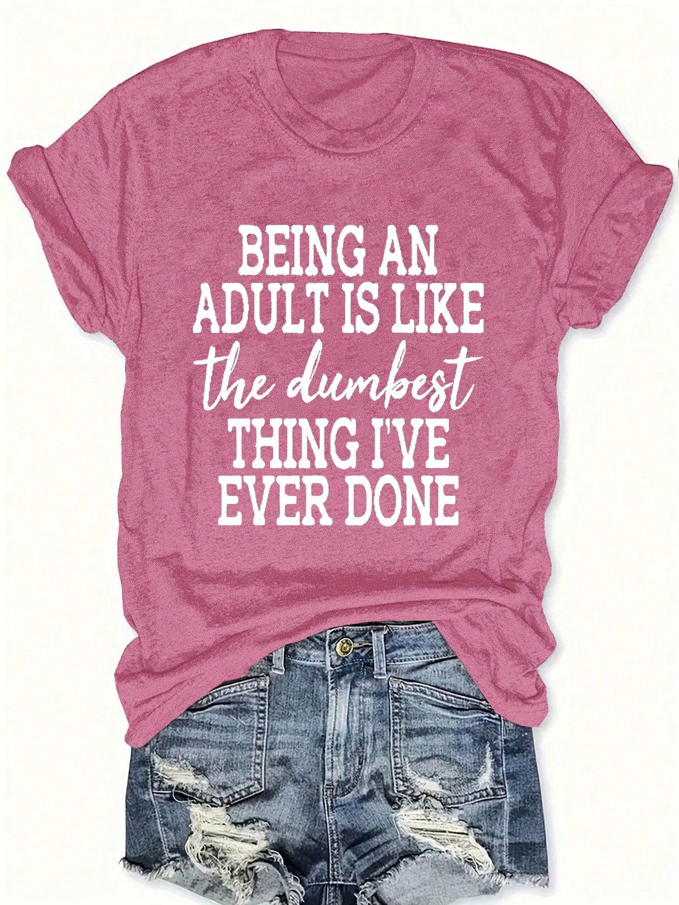 LUNE Plus Size Letters Printed Summer Women's Crew-Neck T-Shirt Graphic Tees Women Tops
