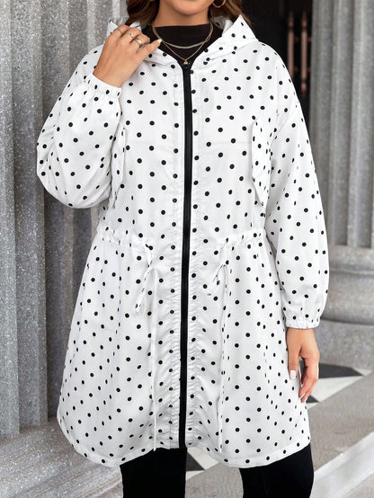 LUNE Plus Size Plain Color Hooded Zipper Front Casual Long Sleeve Jacket Plus Size Fall Clothes