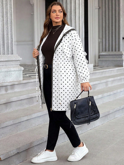 LUNE Plus Size Plain Color Hooded Zipper Front Casual Long Sleeve Jacket Plus Size Fall Clothes