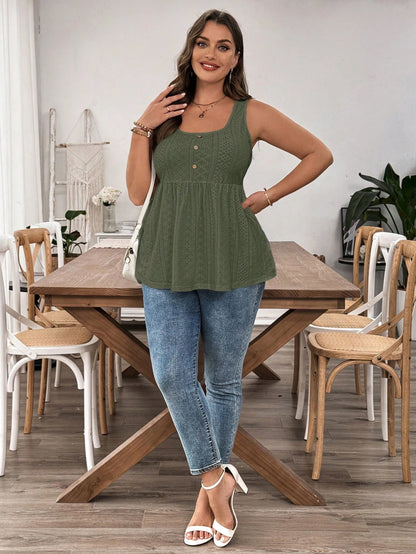 LUNE Plus Size Solid Color Camisole Top And Tank Top, Minimalist Fashion Suitable For Summer