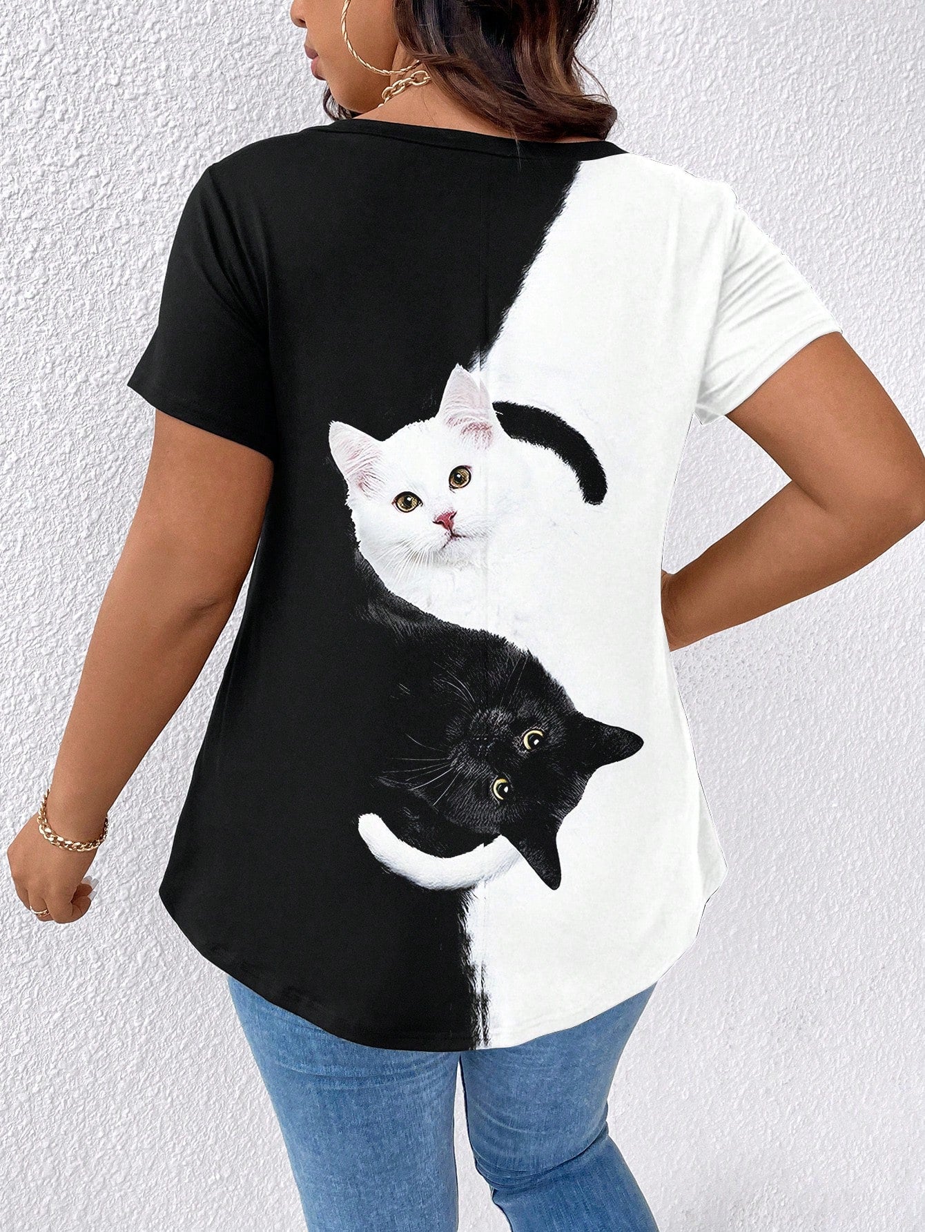 LUNE Plus Size Women Green Ditsy Floral Simple Fashion Casual Daily T-Shirt