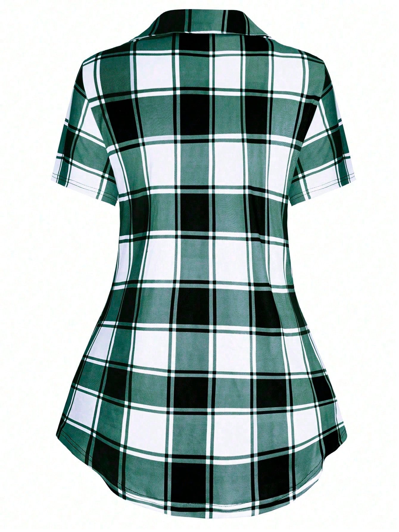 LUNE Plus Size Women's Plaid Cross V-Neck Long T-Shirt Graphic Tees Women Tops