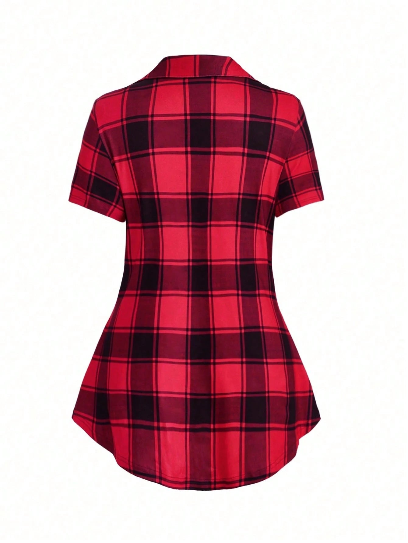 LUNE Plus Size Women's Plaid Cross V-Neck Long T-Shirt Graphic Tees Women Tops