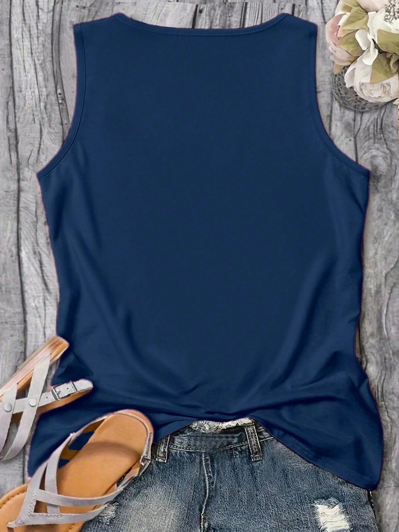 LUNE Plus Size Women's Summer Palm Tree Letter Print Sleeveless Vest Graphic Vacation Women Tops