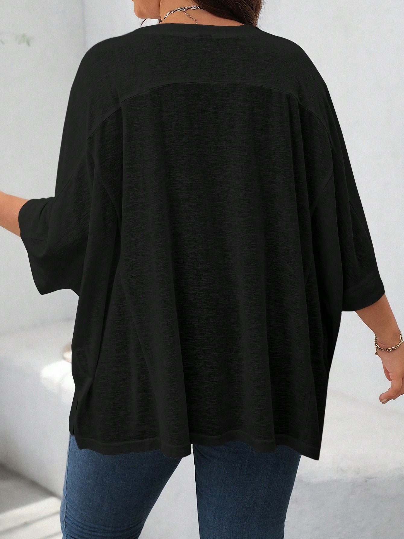 LUNE Simple Basic Loose Short Sleeve T-Shirt For Casual & Home Wear, Plus Size