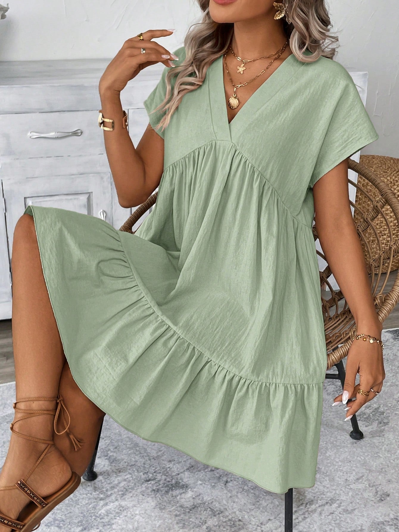 LUNE Summer Casual Vacation Short Pink Romantic Beach Dress For Women,Pastel Dresses For Women,Dresses For Women Summer,Casual