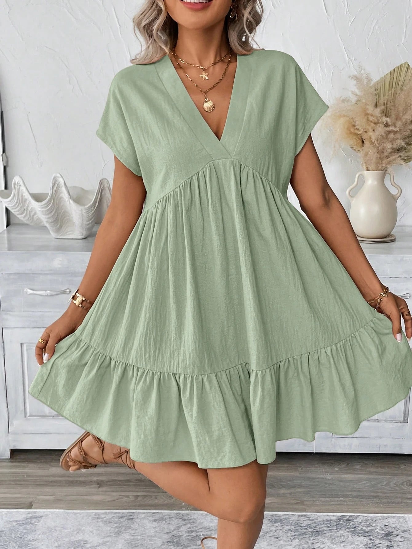 LUNE Summer Casual Vacation Short Pink Romantic Beach Dress For Women,Pastel Dresses For Women,Dresses For Women Summer,Casual