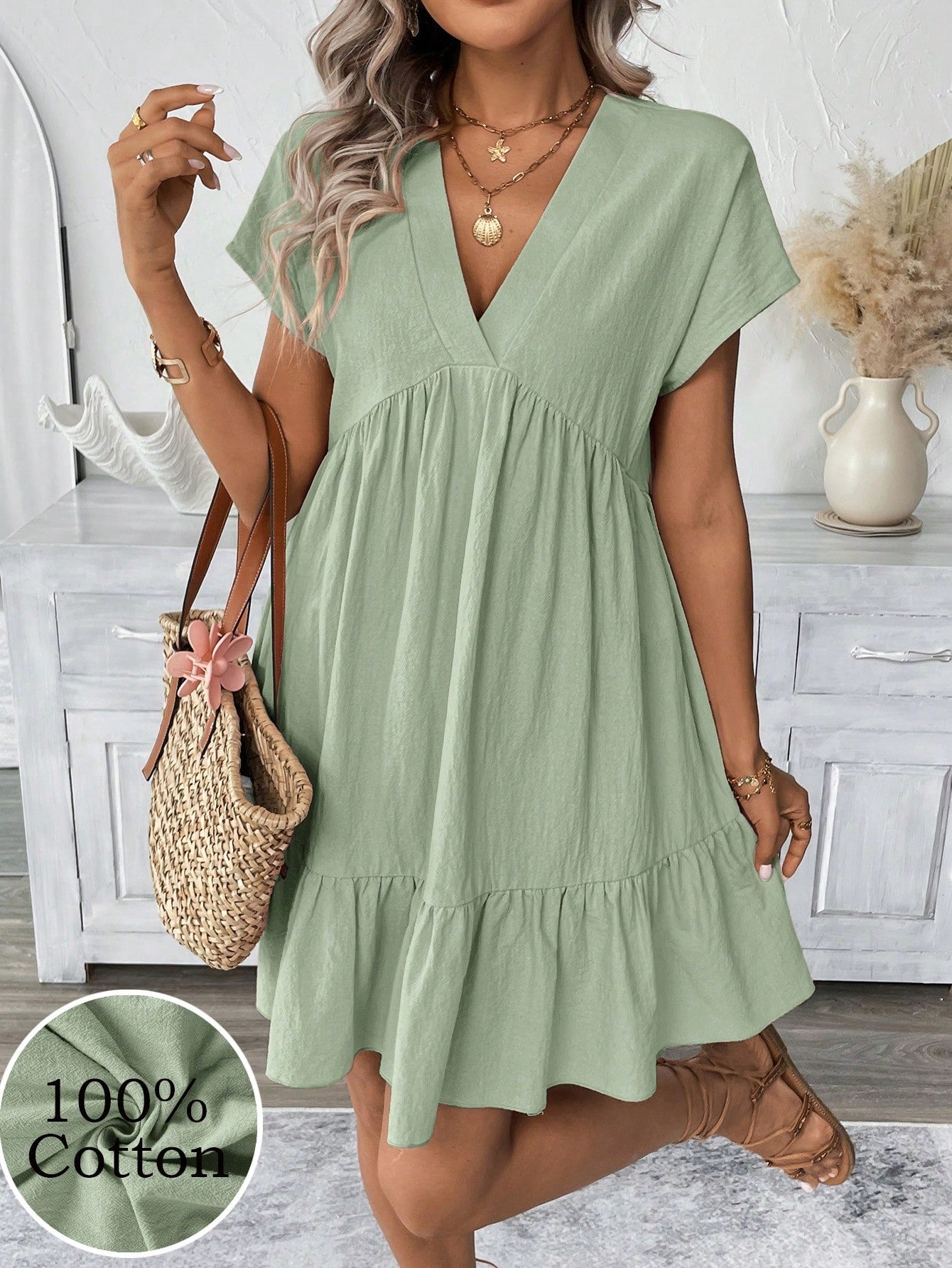 LUNE Summer Casual Vacation Short Pink Romantic Beach Dress For Women,Pastel Dresses For Women,Dresses For Women Summer,Casual
