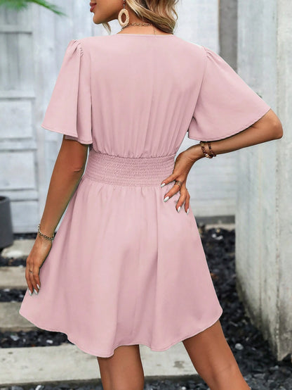 LUNE Women's Butterfly Sleeve Cinching Waist Dress