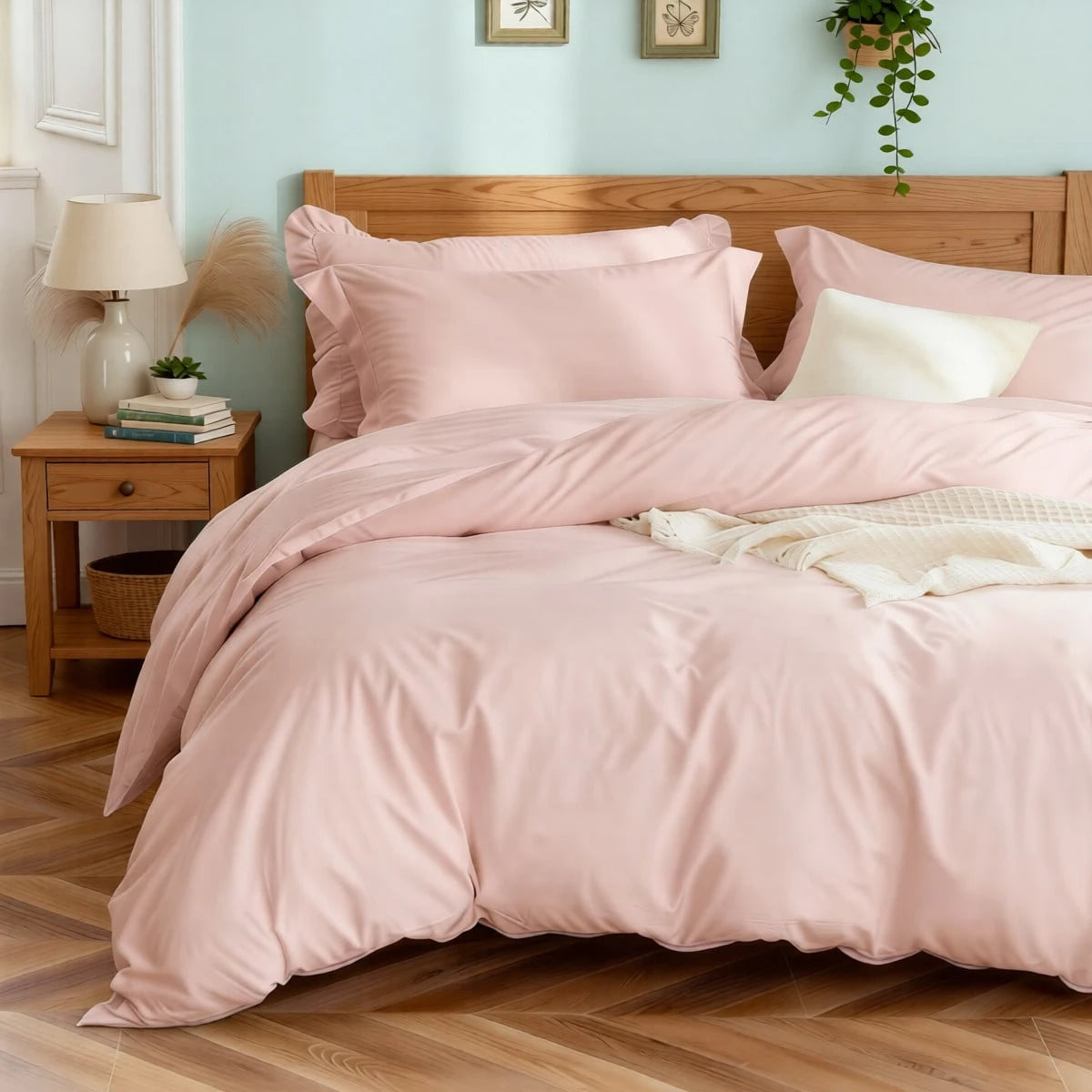 Luxury Solid Color Quilt Cover Three-Piece Nordic Minimalist Home Bedding Set, (One Quilt Cover+Two Pillowcases), Single And Double Complete Specifications, Daily Home Essential Bedding (T Size Only I