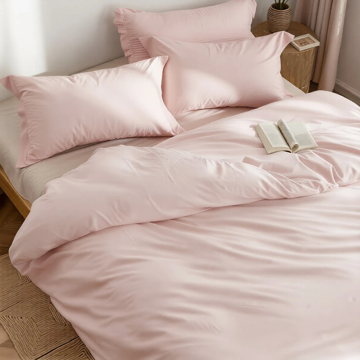Luxury Solid Color Quilt Cover Three-Piece Nordic Minimalist Home Bedding Set, (One Quilt Cover+Two Pillowcases), Single And Double Complete Specifications, Daily Home Essential Bedding (T Size Only I