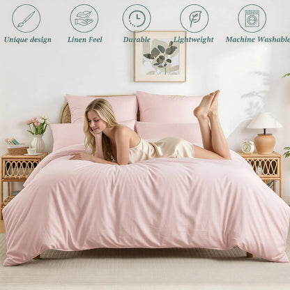 Luxury Solid Color Quilt Cover Three-Piece Nordic Minimalist Home Bedding Set, (One Quilt Cover+Two Pillowcases), Single And Double Complete Specifications, Daily Home Essential Bedding (T Size Only I