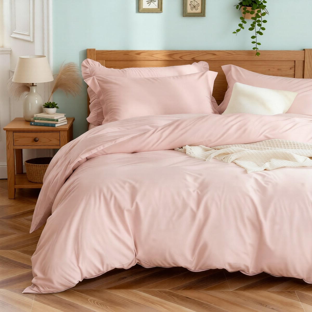 Luxury Solid Color Quilt Cover Three-Piece Nordic Minimalist Home Bedding Set, (One Quilt Cover+Two Pillowcases), Single And Double Complete Specifications, Daily Home Essential Bedding (T Size Only I