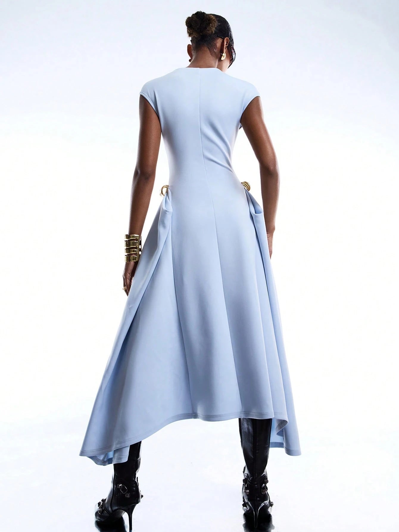 LYSMO 2026 New Arrival Simple Spring/Summer Women's Solid Color Asymmetric Hem Batwing Sleeve Dress, Ladies Coffee Brown Elegant Summer Clothing