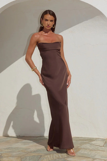 Madeleine Strapless Maxi Dress - Bitter Chocolate