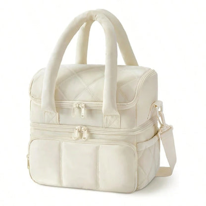 Male And Female Expandable Double-Layer Insulated Lunch Bag, With Shoulder Straps And Leak Proof Refrigerated Lunch Bag, Suitable For Work, Office, Picnic, And Beach, Portable Lunch Handbag