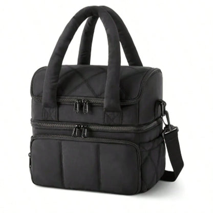 Male And Female Expandable Double-Layer Insulated Lunch Bag, With Shoulder Straps And Leak Proof Refrigerated Lunch Bag, Suitable For Work, Office, Picnic, And Beach, Portable Lunch Handbag
