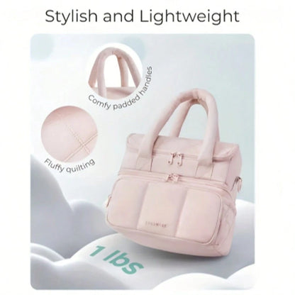 Male And Female Expandable Double-Layer Insulated Lunch Bag, With Shoulder Straps And Leak Proof Refrigerated Lunch Bag, Suitable For Work, Office, Picnic, And Beach, Portable Lunch Handbag