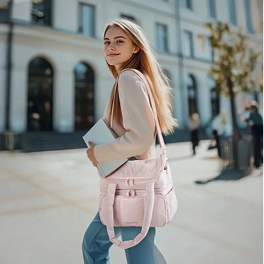 Male And Female Expandable Double-Layer Insulated Lunch Bag, With Shoulder Straps And Leak Proof Refrigerated Lunch Bag, Suitable For Work, Office, Picnic, And Beach, Portable Lunch Handbag