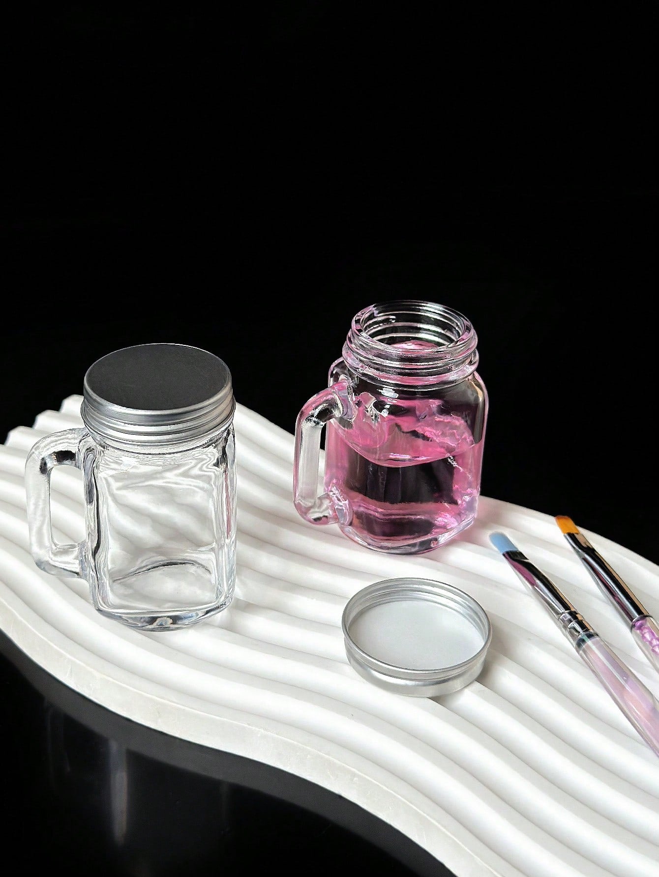 Manicure Crystal Glass Cleaning Cup With Lid, Dedicated Nail Crystal Liquid Wash Brush Cup, Nail Art Wash Cup