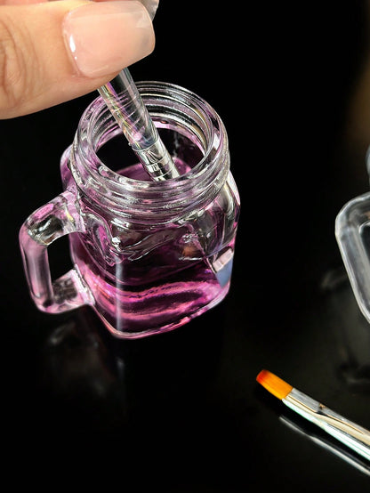Manicure Crystal Glass Cleaning Cup With Lid, Dedicated Nail Crystal Liquid Wash Brush Cup, Nail Art Wash Cup