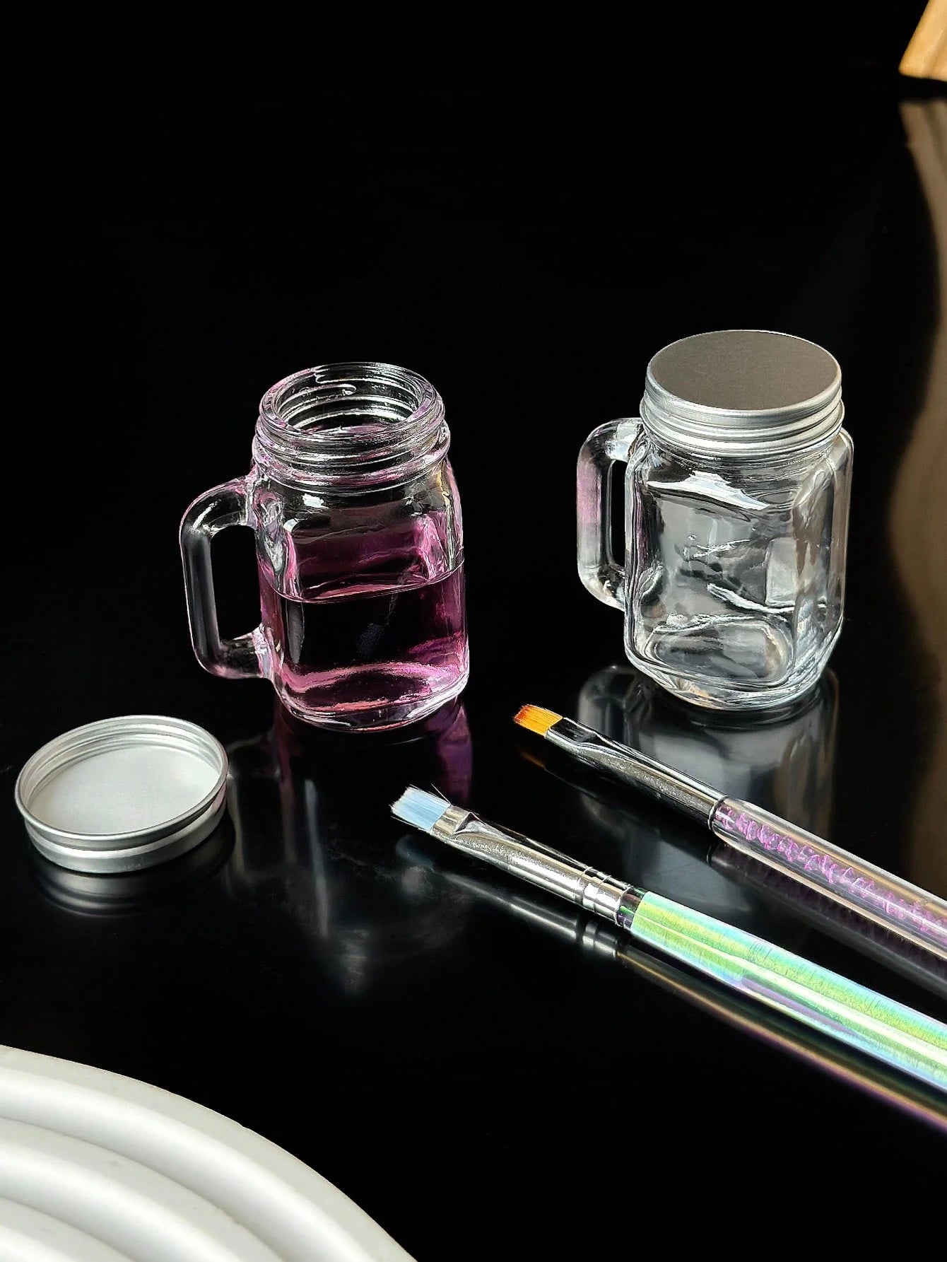 Manicure Crystal Glass Cleaning Cup With Lid, Dedicated Nail Crystal Liquid Wash Brush Cup, Nail Art Wash Cup