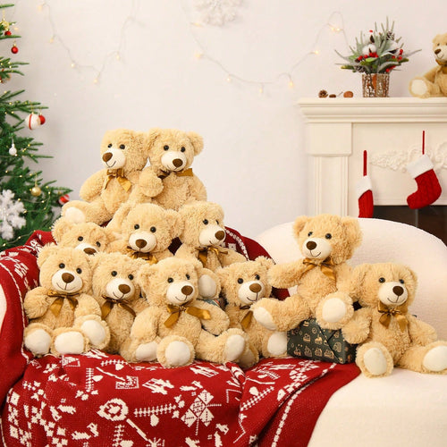 MaoGoLan 12-Piece Christmas Teddy Bear Plush Toy Set, Bulk Soft Stuffed Bears, Perfect Gift For Girls And Children, Suitable For Baby Parties,A Beautiful Gift.