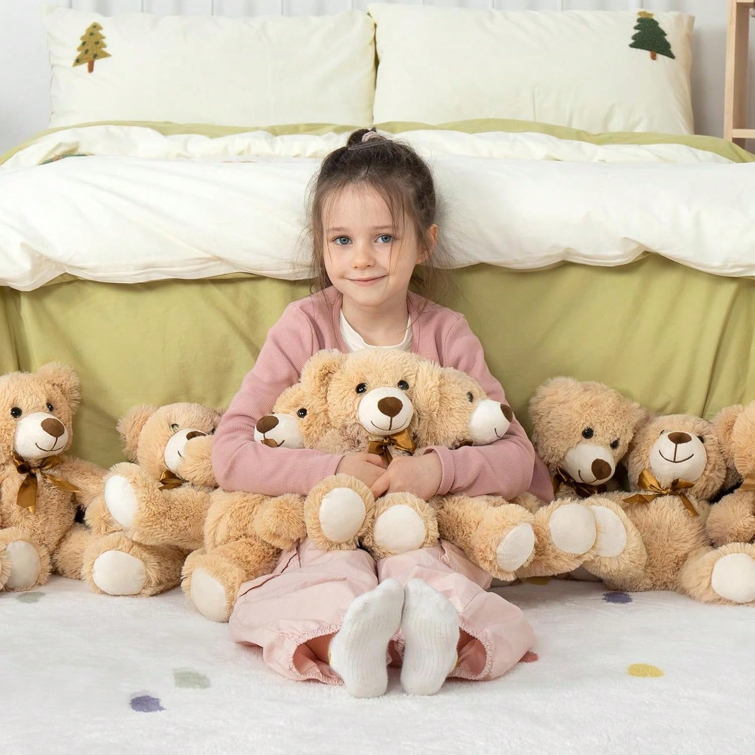 MaoGoLan 12-Piece Christmas Teddy Bear Plush Toy Set, Bulk Soft Stuffed Bears, Perfect Gift For Girls And Children, Suitable For Baby Parties,A Beautiful Gift.