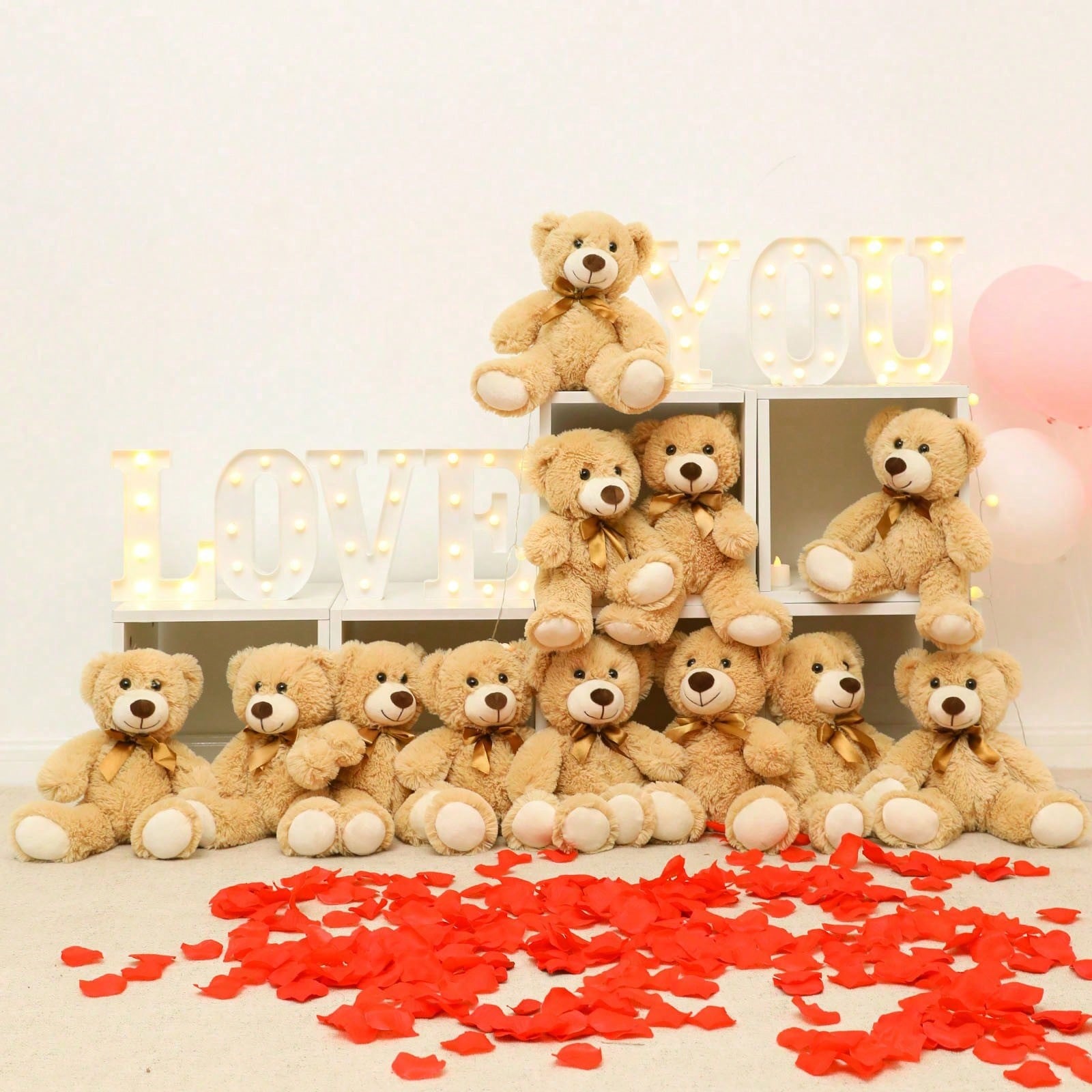 MaoGoLan 12-Piece Christmas Teddy Bear Plush Toy Set, Bulk Soft Stuffed Bears, Perfect Gift For Girls And Children, Suitable For Baby Parties,A Beautiful Gift.