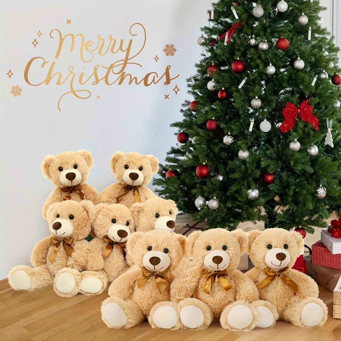 MaoGoLan 12-Piece Christmas Teddy Bear Plush Toy Set, Bulk Soft Stuffed Bears, Perfect Gift For Girls And Children, Suitable For Baby Parties,A Beautiful Gift.