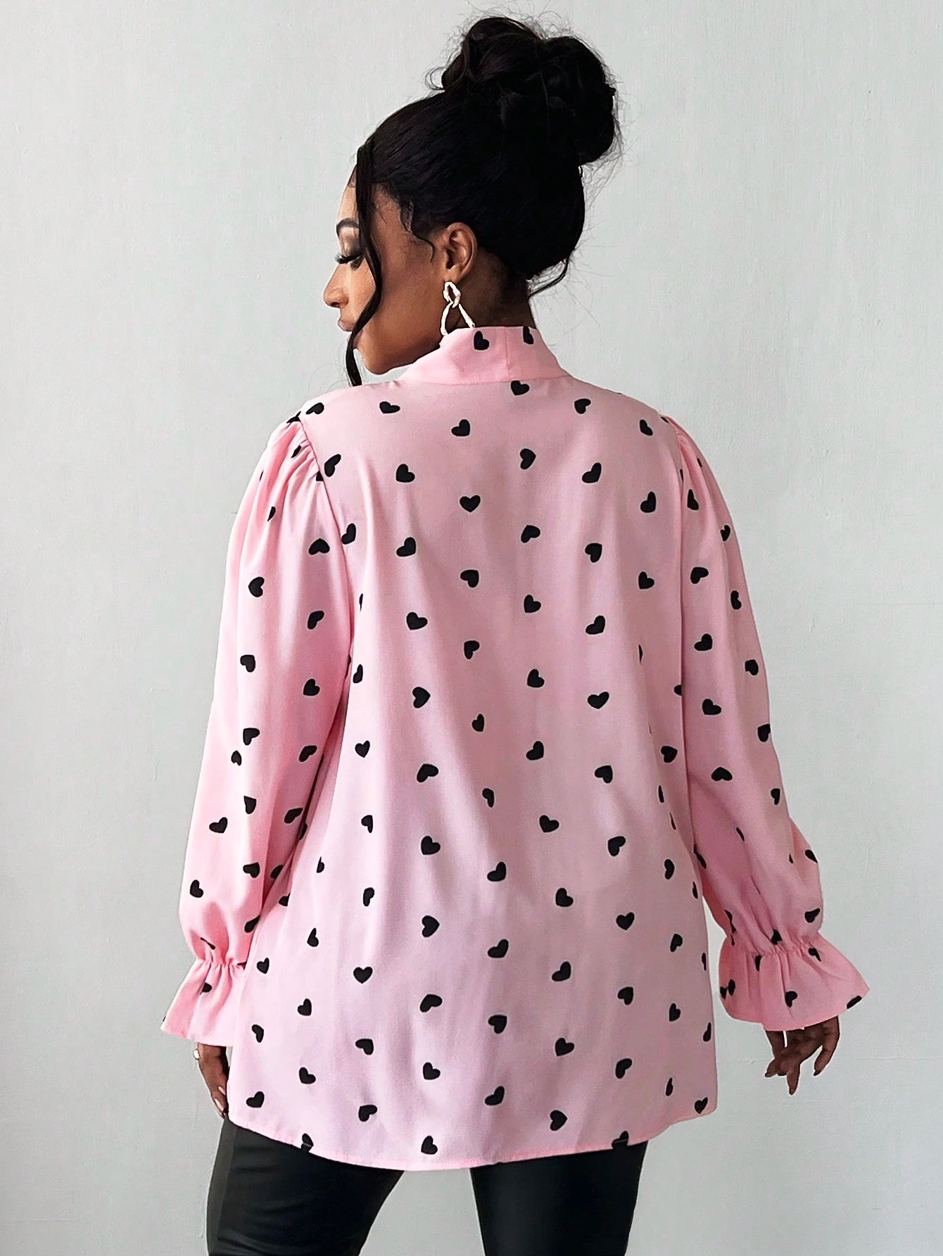 Maweii Plus Size Blouse With Tie Detail, Casual And Fashionable For Everyday Wear,Valentine Fall Cloth For Women