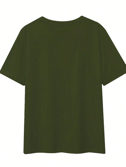 Maweii Plus Size Women's Casual T-Shirt,Army Green,Summer,Everyday,It's Never Luck It's Always God Camouflage Print Round Neck Short Sleeve Motivational Top