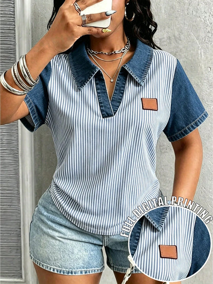 Maweii Women's Casual Lapel Short Sleeve Top, Suitable For Commuting, Vacation And Daily Wear. This Garment Is Specially Designed For Spring And Summer, Casual And Fashionable Style, Also An Ideal Gif