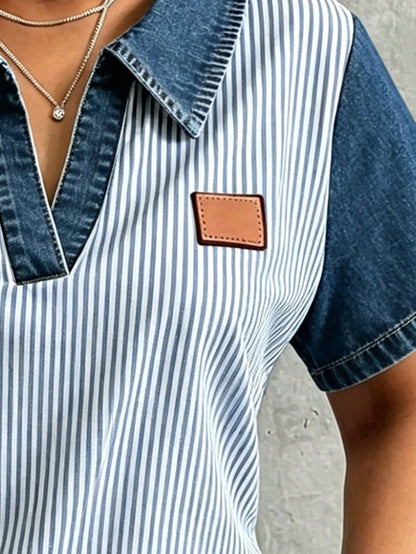 Maweii Women's Casual Lapel Short Sleeve Top, Suitable For Commuting, Vacation And Daily Wear. This Garment Is Specially Designed For Spring And Summer, Casual And Fashionable Style, Also An Ideal Gif