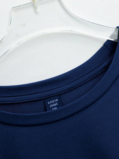 Maweii Women's Navy Blue Summer Smart Casual Top Featuring Prayer Changes Everything Print & Golden Cross, Soft Breathable Round Neck Everyday Casual Top