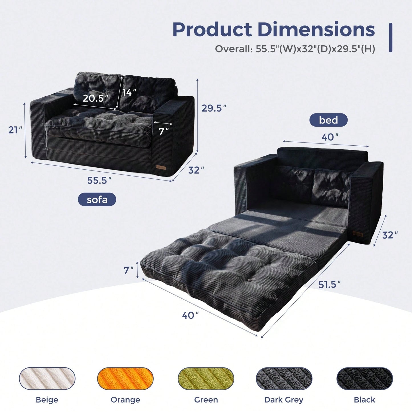 MAXYOYO Convertible Sofa Bed,Pull-Out Double Sofa Bed,2-In-1 Folding Sofa Bed Filled With High-Density Sponge,Folding Floor Sofa With Pillows,Suitable For Living Room,Bedroom,Study