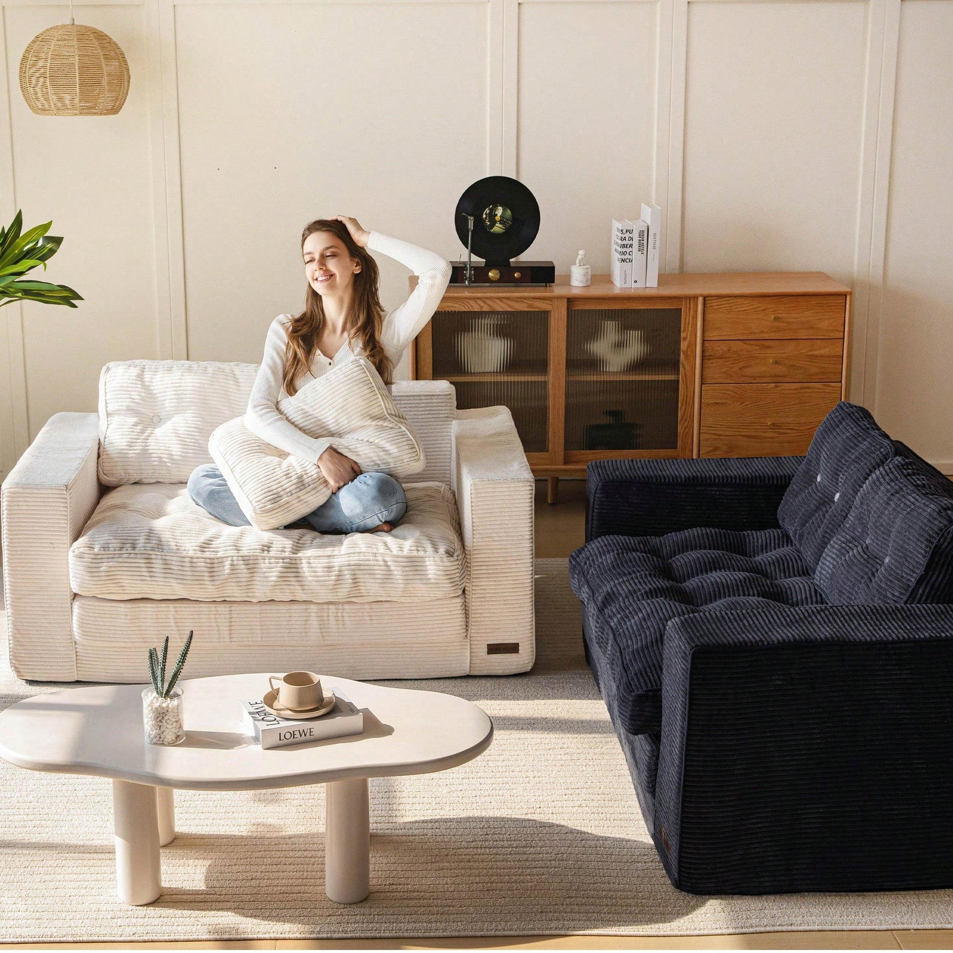 MAXYOYO Convertible Sofa Bed,Pull-Out Double Sofa Bed,2-In-1 Folding Sofa Bed Filled With High-Density Sponge,Folding Floor Sofa With Pillows,Suitable For Living Room,Bedroom,Study