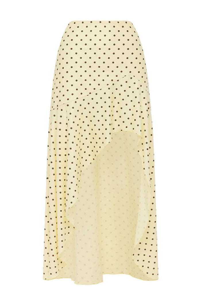 Melody Midi Skirt - Lemon/Choc Polka