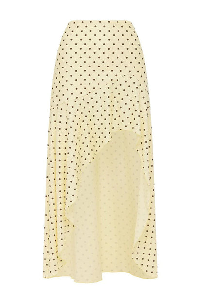 Melody Midi Skirt - Lemon/Choc Polka