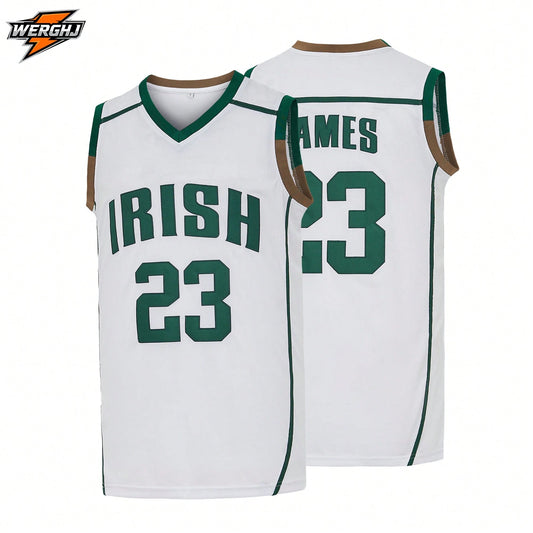 Men's #23 IRISH James Basketball Jersey From St. Vincent And St. Mary's High School Auction In Ohio,Exquisite Embroidered Training Match Jersey
