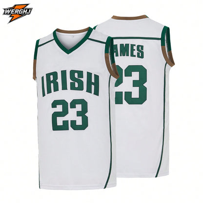 Men's #23 IRISH James Basketball Jersey From St. Vincent And St. Mary's High School Auction In Ohio,Exquisite Embroidered Training Match Jersey