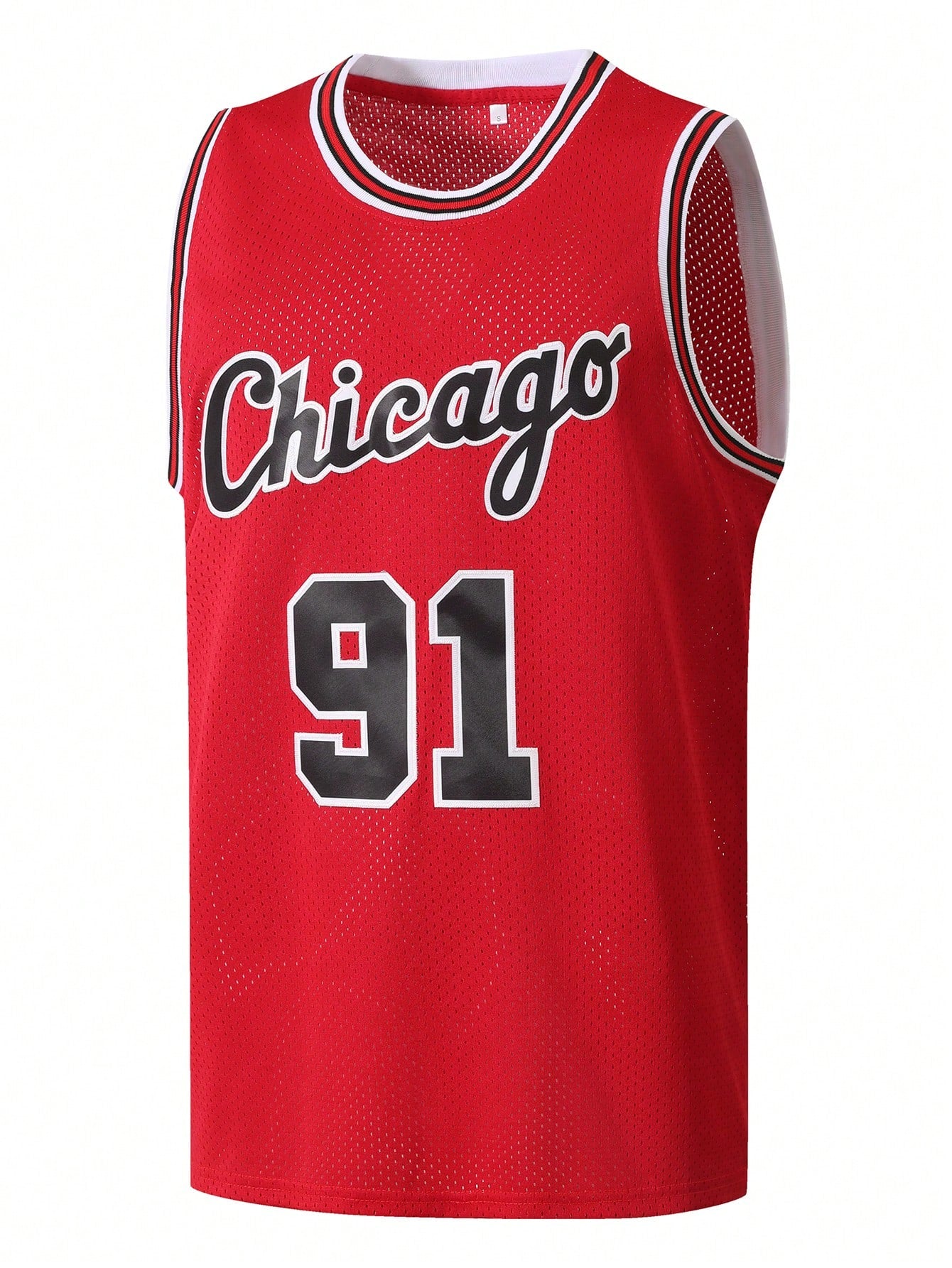 Men's Basketball Jersey 91 Red Embroidered Casual Sports Vest Round Neck Sleeveless Training Suit