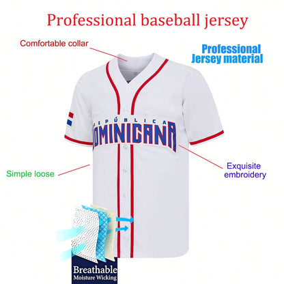 Men's Juan Soto #22 Dominican Republic White Baseball Jersey, 2026 World Baseball Classic Embroidered Number Baseball Uniform, Fan Gift